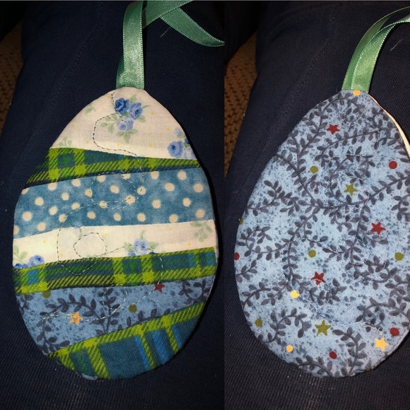 Handmade Quilted Easter Egg Ornaments 2 pc 5 in. - Picture 4 of 6